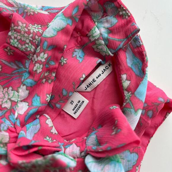 Janie and Jack Pint Tart Floral Tiered Ruffle Dress 2T Spring Easter Bow - Picture 10 of 11